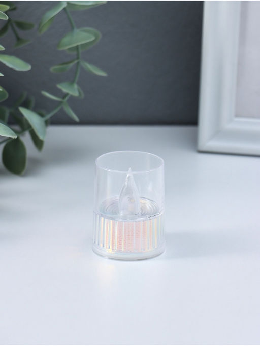 Цена за 4 шт. Светодиодная свеча LED - ночник RISALUX «Полосы», 3×LR1130, прозрачный, перламутр, 3.7×3.7×4.5 см