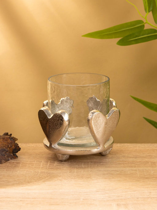 Подсвечник со стеклом Сердце, 10?10?10 см, алюминий