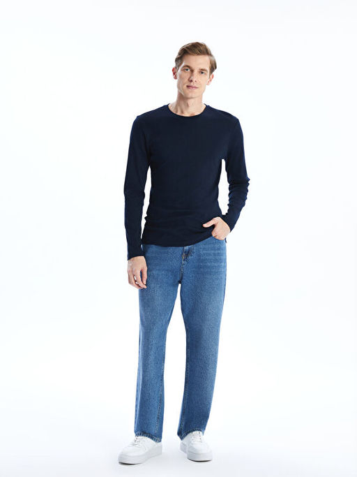 Bisiklet Yaka Uzun Kollu Penye Erkek Ti??rt