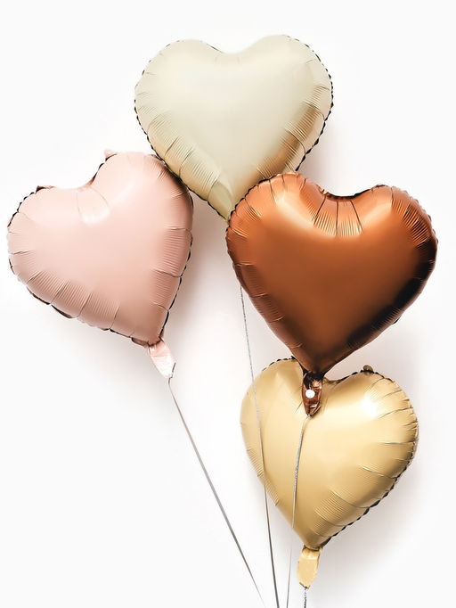 Цена за 2 шт. Воздушные шары фольгированные 17" «Сердце», шоколадный сатин, набор 5 шт.