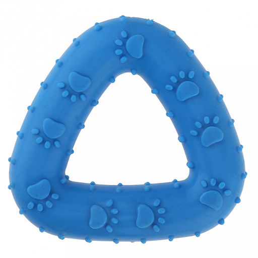 Игрушка для собаки Треугольник лапа 7,5х7,5х1,8см, полипропилен, фактурная, цвета микс (темно-розовый, зеленый, ярко-оранжевый), Пэт тойс (Pet toys) (Китай)  фото 2