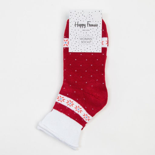 Цена за 6 шт. Носки женские махровые «Снежинки», цвет бордо, размер 23-25