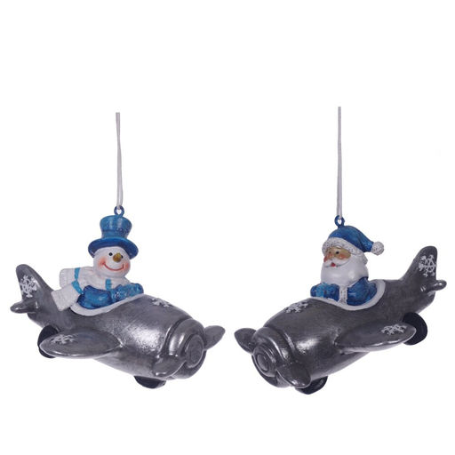 Фигурка декоративная подвесная "Снеговик/Дед Мороз", L10 W8,5 H7 см, 2в.