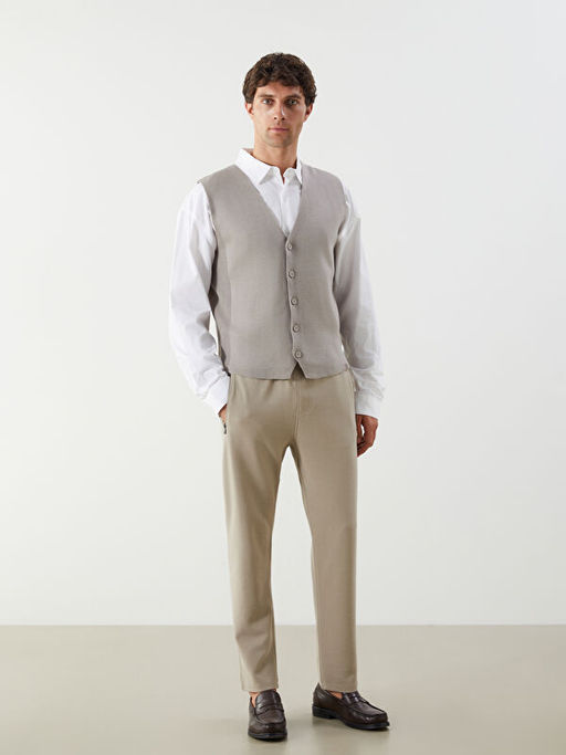 Standart Kal?p V Yaka Erkek Triko Yelek