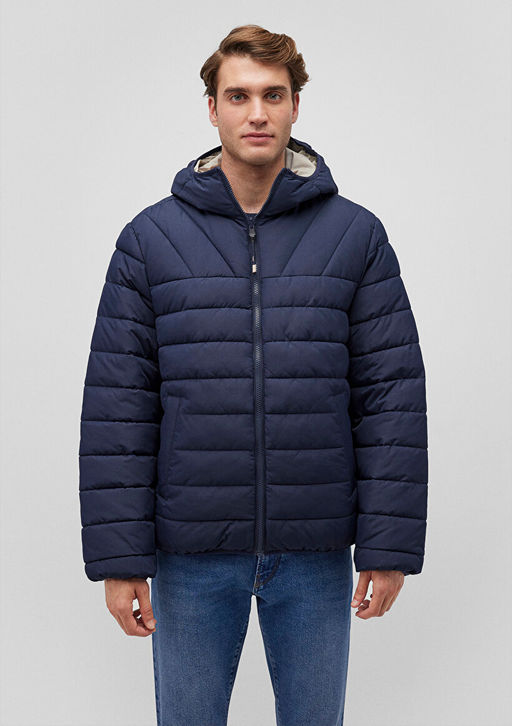 Cift Tarafl? Kapusonlu Lacivert Sisme Mont - Mavi фото 3