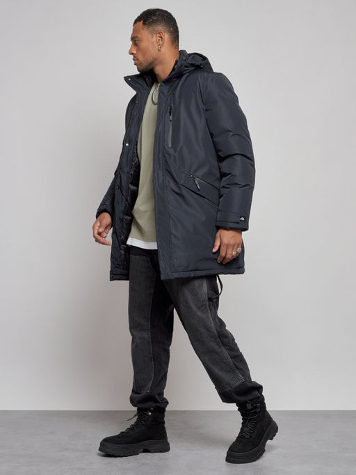 Парка мужская зимняя удлиненная молодежная темно-синего цвета 8302TS - Wonderrman фото 3