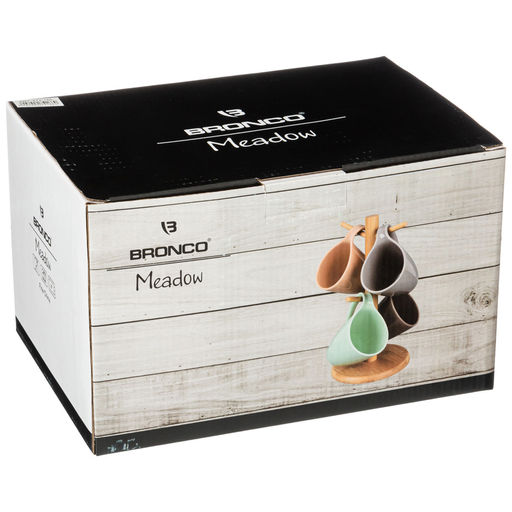 НАБОР ИЗ 4 КРУЖЕК BRONCO MEADOW НА ДЕРЕВ. ПОДСТАВКЕ 380 МЛ  фото 2