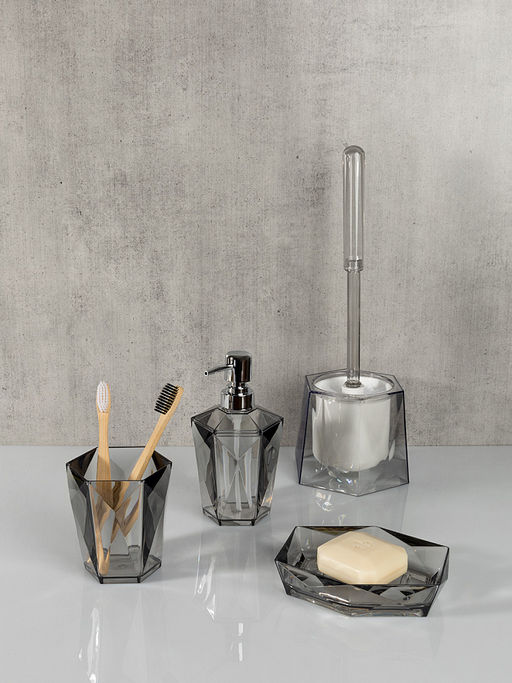 Стакан для зубных щёток D9,5x10,2 см серый акриловый пластик - Denastia фото 5