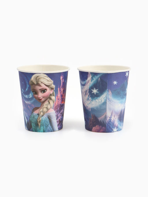 Посуда одноразовая бумажная на 10 персон: стаканы, тарелки, скатерть, Холодное сердце