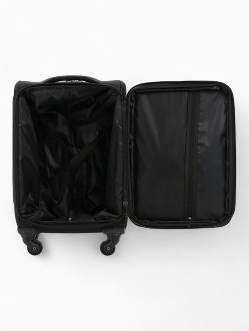 Чемодан на колёсах маленький 45 л (S), на молнии, с увеличением, кодовый замок, 4 колеса, чёрный