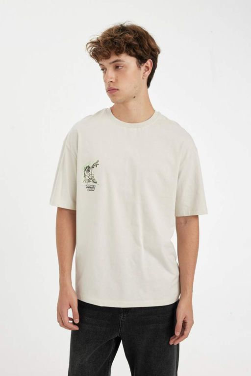 Футболка свободного кроя с круглым вырезом и короткими рукавами Looney Tunes - Defacto фото 3