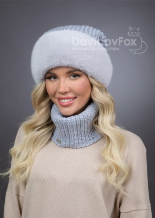 Шапка Ника трикотаж экомех сапфир