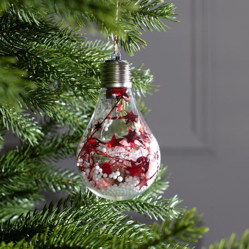 Ёлочный шар Шишки с красной мишурой, 5 LED, от батареек, свечение белое - Luazon lighting фото 6