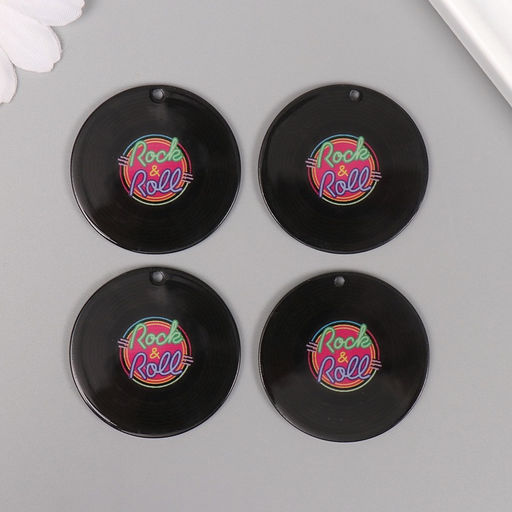 Цена за 4 шт. Декор для творчества акрил двусторонний Rock-n-Roll, 3.6×3.6×0.2 см