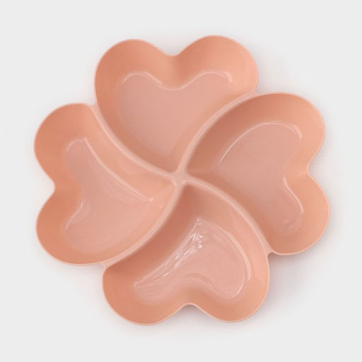 Менажница 4 секции «Сердце», 22.5×3 см, розовая/бежевая