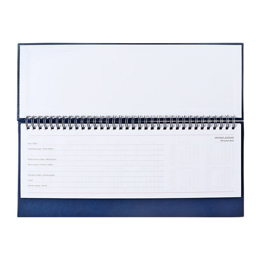 Планинг недатированный 100 х 300 мм, 56 листов, на гребне, обложка из искусственной кожи, синий - Calligrata фото 3