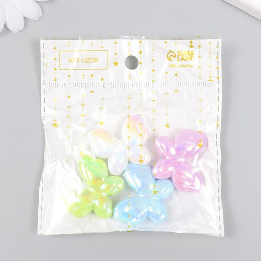 Цена за 4 шт. Бусина пластик для творчества Бабочка. Перламутр, 3.5 см, МИКС