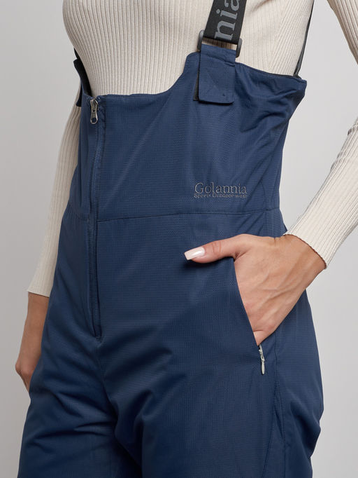 Полукомбинезон с высокой посадкой женский зимний темно-синего цвета 7605TS - Colannia фото 13