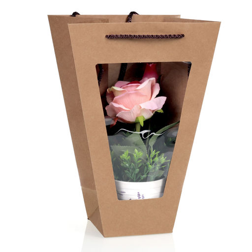 Цена за 10 шт. Пакет подарочный с окном 40х23,5х12х12 / 904-52 /уп 10/200/крафт - Галеонтрейд фото 2