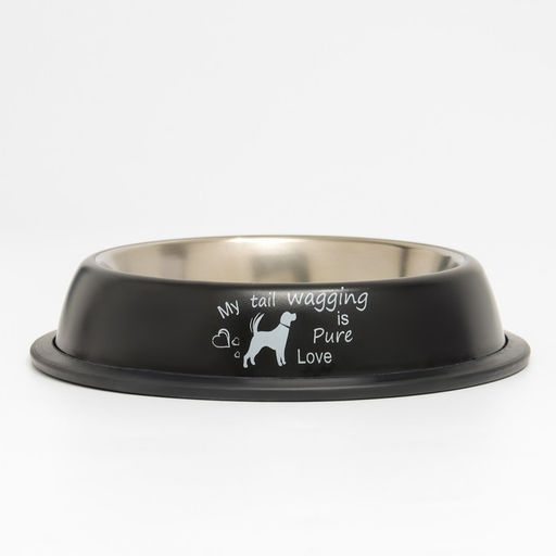 Миска с нескользящим основанием с принтом, 445 мл, чёрная - Пижон фото 2