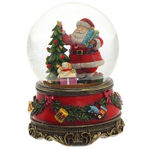 Фигурка декор в стекл шаре "Санта" (муз с ключ), D 10 см, L10,5 W10,5 H14,5 см, 2в.