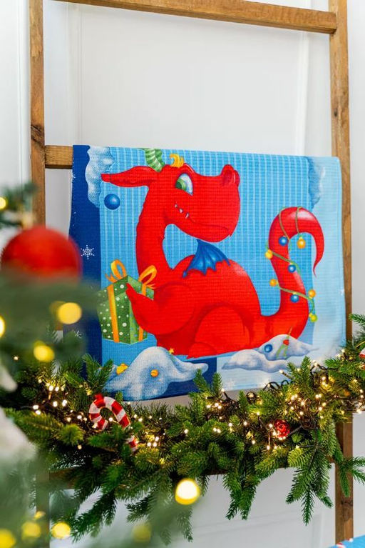 Комплект вафельных полотенец 48*60 см, 3 штуки (Веселые драконы) - Ивановотекстиль фото 4