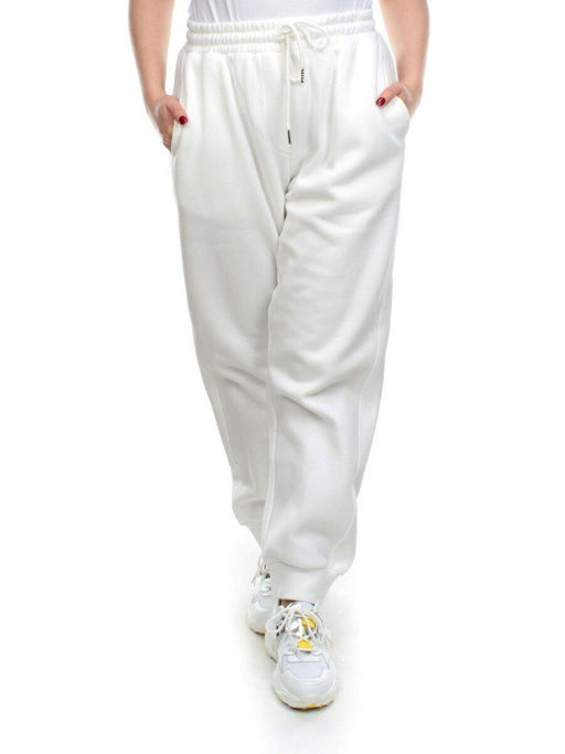 M023 WHITE Брюки спортивные женские на флисе (100% хлопок) 7986