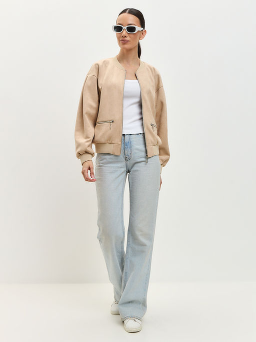 Бомбер из замши бежевый - Tantino фото 12