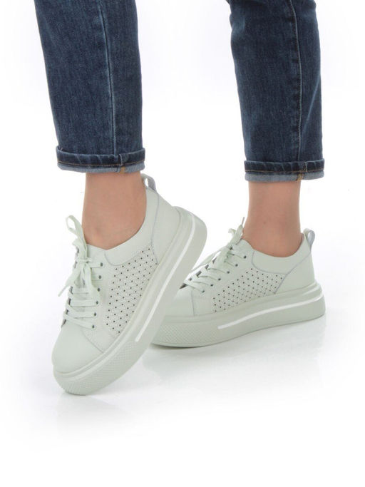05-DXT52-3 LT. GREEN Кроссовки женские (натуральная кожа) - Фабричный китай фото 2