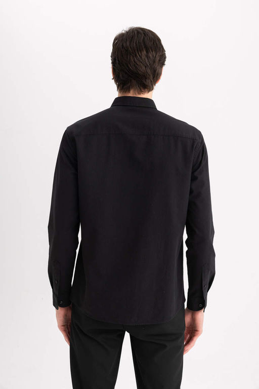 Оксфордская рубашка с воротником поло и длинным рукавом стандартного кроя - Defacto фото 6