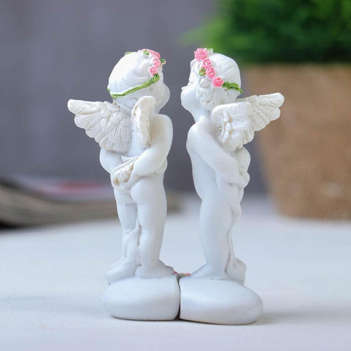 Набор фигурок полистоун Целующиеся ангелочки в розовых веночках, 2 шт., 8.3?5?4.8 см