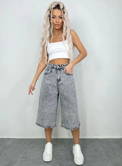 K12828 Джинсовые шорты СЕРЫЙ