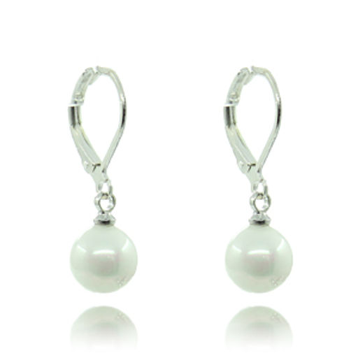 Серьги майорка белая шарики 8мм