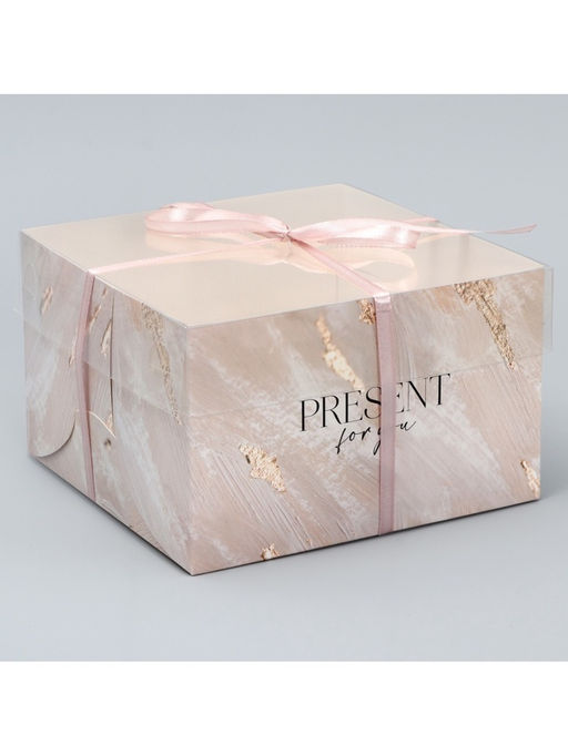 Цена за 4 шт. Коробка для капкейка, кондитерская упаковка, 4 ячейки «Нюд», 16 х 16 х 10 см