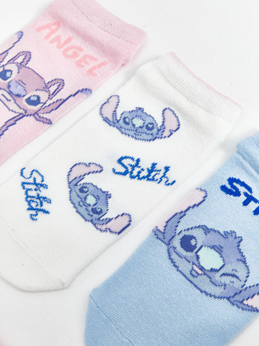 Stitch ve Angel Desenli K?z ?ocuk Patik ?orap 5li