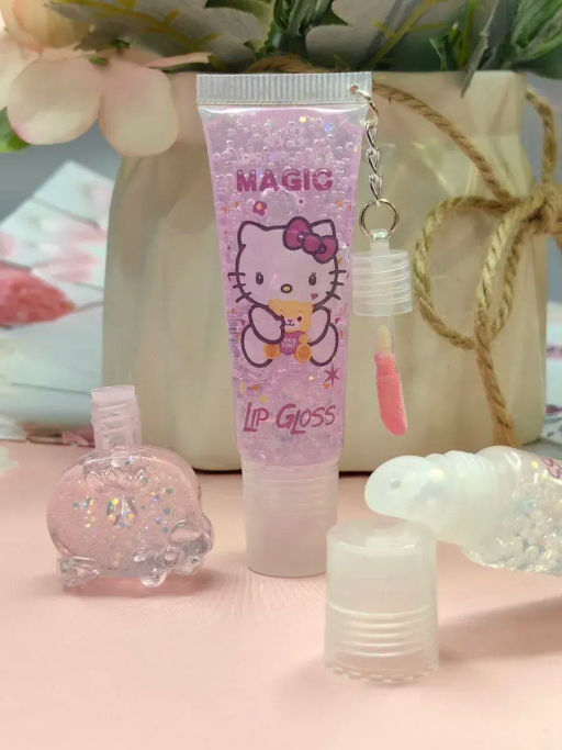 Блеск для губ с брелком Cтич и лабубу