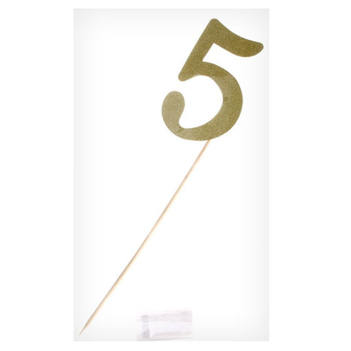 Цена за 6 шт. Топпер в торт 5, цвет золото - Страна карнавалия фото 3