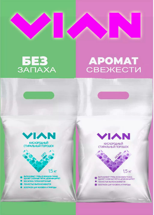 Набор: Концентрированный универсальный стиральный порошок GIPO 1,5 кг + AROMA 1,5 кг - Vian фото 8