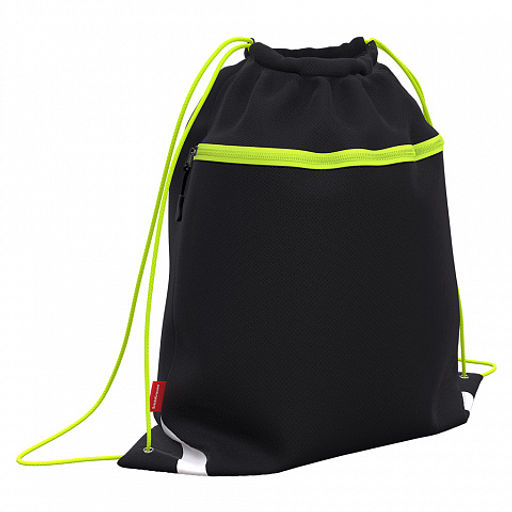 Цена за 1 шт. Мешок для обуви ErichKrause с карманом на молнии 500x410мм Black&Yellow