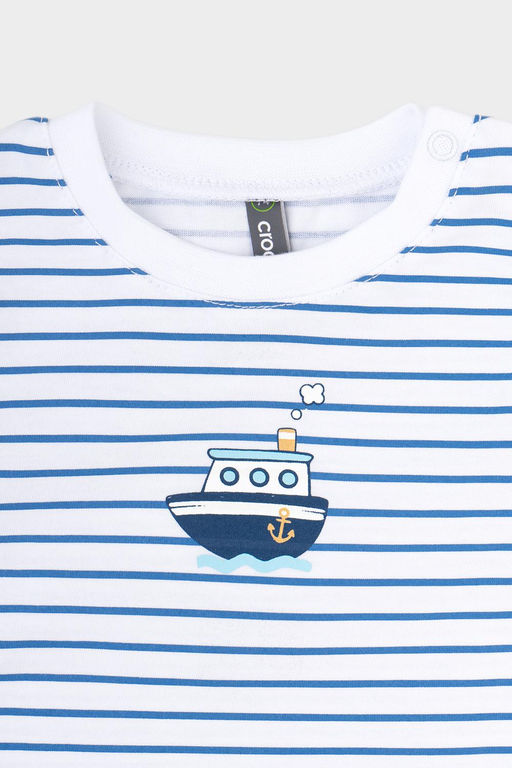 КР 302020/синяя полоска на белом фуфайка (футболка) д/мал яс