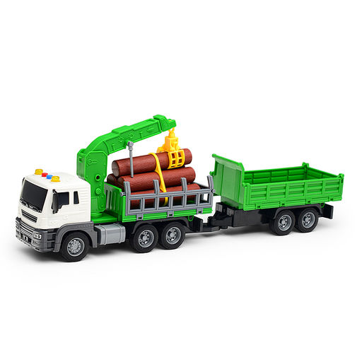 Машина "Лесовоз" с прицепом, на батарейках, в коробке