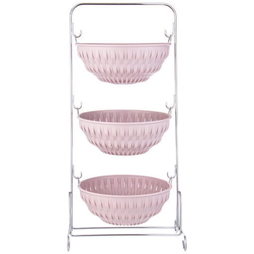 КОРЗИНА ДЛЯ ОВОЩЕЙ 3-Х ЯРУСНАЯ, ЦВЕТ: ПУДРОВЫЙ - Lefard фото 2