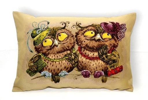 Баловни совушки подружки - гобеленовая наволочка 50х70 см - Гобеленглавснаб фото 2