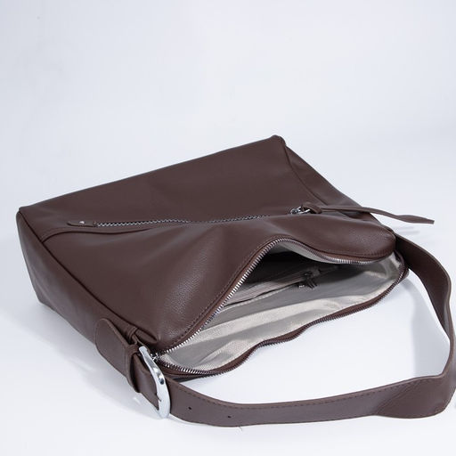 Сумка-мешок на молнии, 2 наружных кармана, цвет коричневый - Simaland фото 5