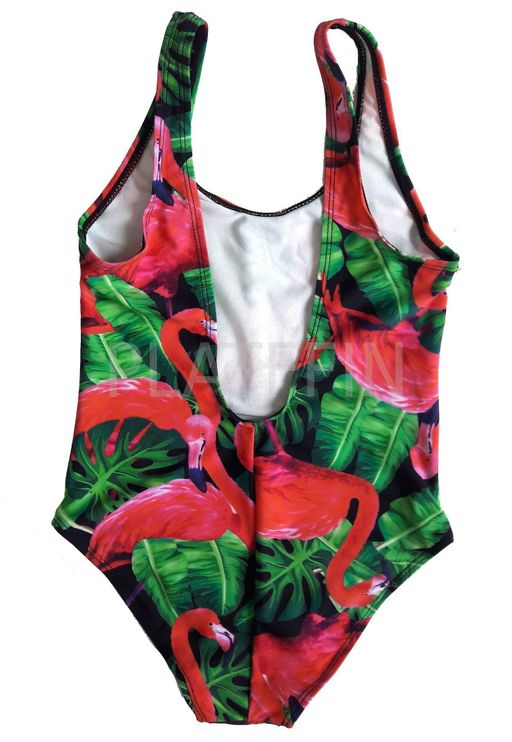 9811 Купальник детский слитный "Красные фламинго"