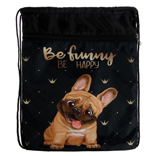 Мешок для обуви с карманом 420 х 340 мм, Calligrata МСО-7С, (мягкий полиэстер, плотность 210D), Бульдожка  фото 2