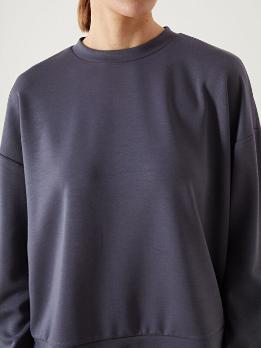 Oversize Modal Kar???ml? Kad?n Sweatshirt