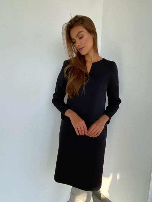 2348 Платье с фигурной горловиной чёрное - Martichelli фото 7