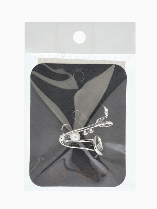 Брошь «Саксофон», музыка, жемчуг, цвет белый в серебре