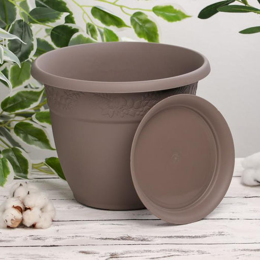 Горшок для цветов с поддоном «Рябина», 5 л, МИКС